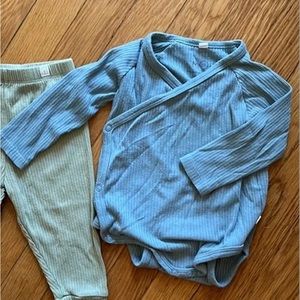 Baby Mori ribbed long sleeved kimono bodysuit